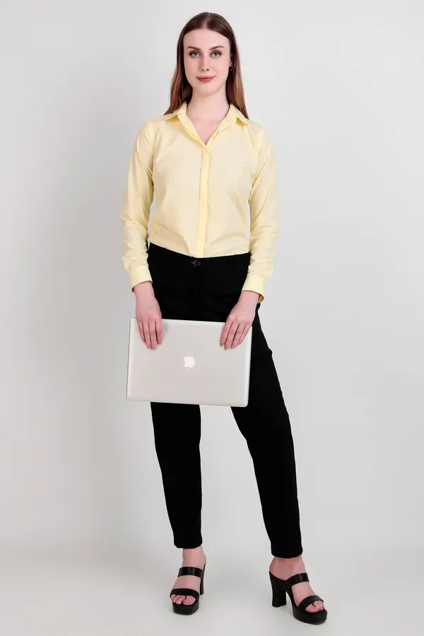 Lemon_Regular_Fit_Solid_Spread_Collar_Full_Sleeve_Rich_Cotton_Shirt_For_Women