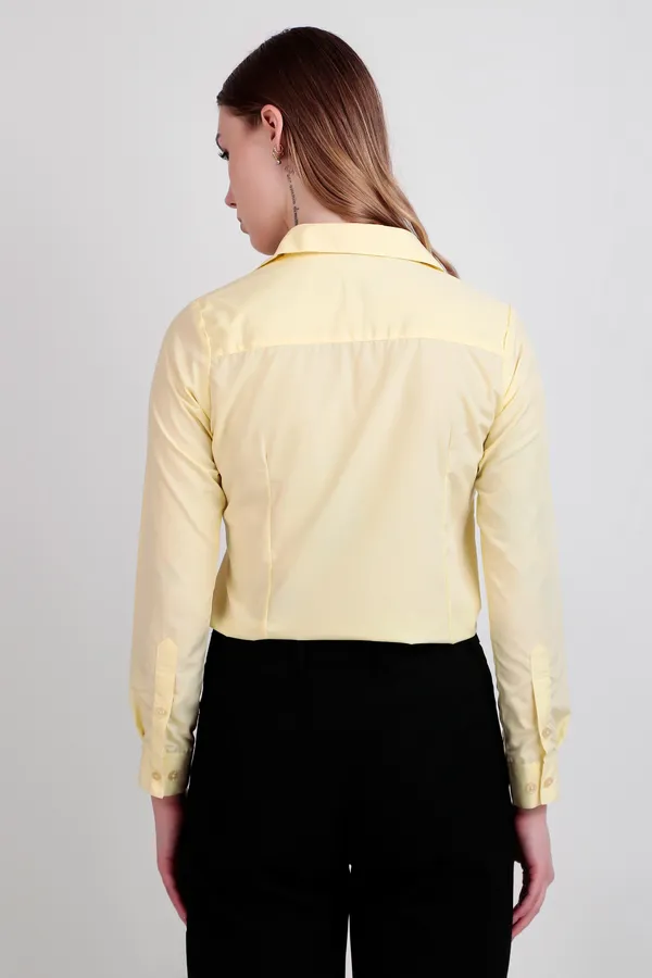 Lemon_Regular_Fit_Solid_Spread_Collar_Full_Sleeve_Rich_Cotton_Shirt_For_Women