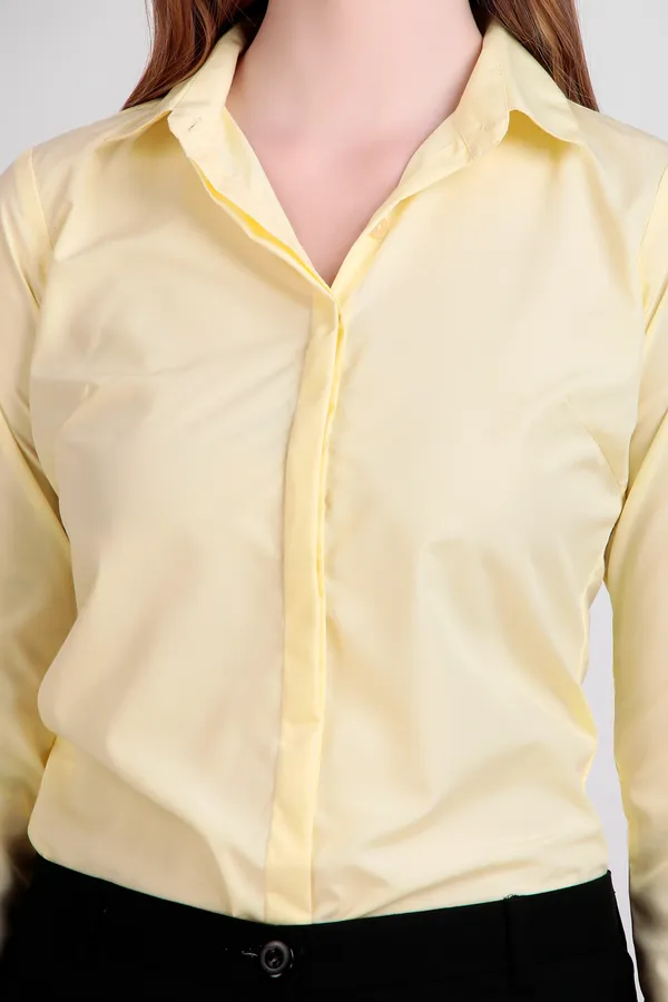 Lemon_Regular_Fit_Solid_Spread_Collar_Full_Sleeve_Rich_Cotton_Shirt_For_Women