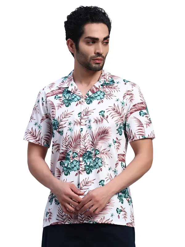 Rust_And_White_Floral_Printed_Casual_Shirt_For_Men