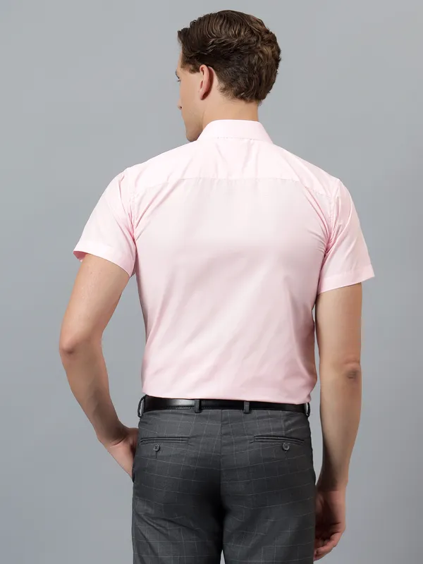 Pink_Slim_Fit_Solid_Spread_Collar_Half_Sleeve_Formal_Shirt_For_Men