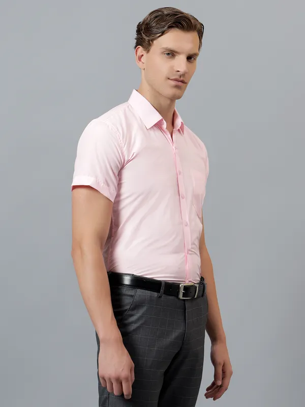 Pink_Slim_Fit_Solid_Spread_Collar_Half_Sleeve_Formal_Shirt_For_Men
