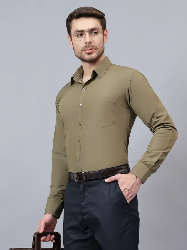 Olive_Brown_Slim_Fit_Solid_Spread_Collar_Full_Sleeve_Rich_Cotton_Formal_Shirt_For_Men