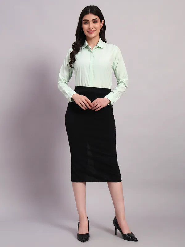 Light_Green_Regular_Fit_Solid_Spread_Collar_Full_Sleeve_Rich_Cotton_Shirt_For_Women