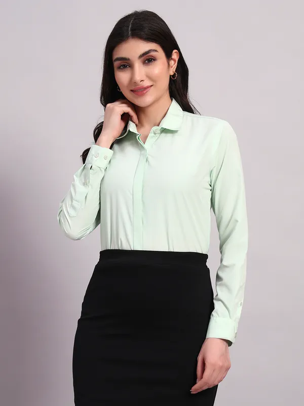 Light_Green_Regular_Fit_Solid_Spread_Collar_Full_Sleeve_Rich_Cotton_Shirt_For_Women