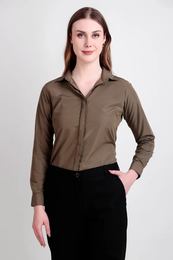 Olive_Brown_Regular_Fit_Solid_Spread_Collar_Full_Sleeve_Rich_Cotton_Shirt_For_Women