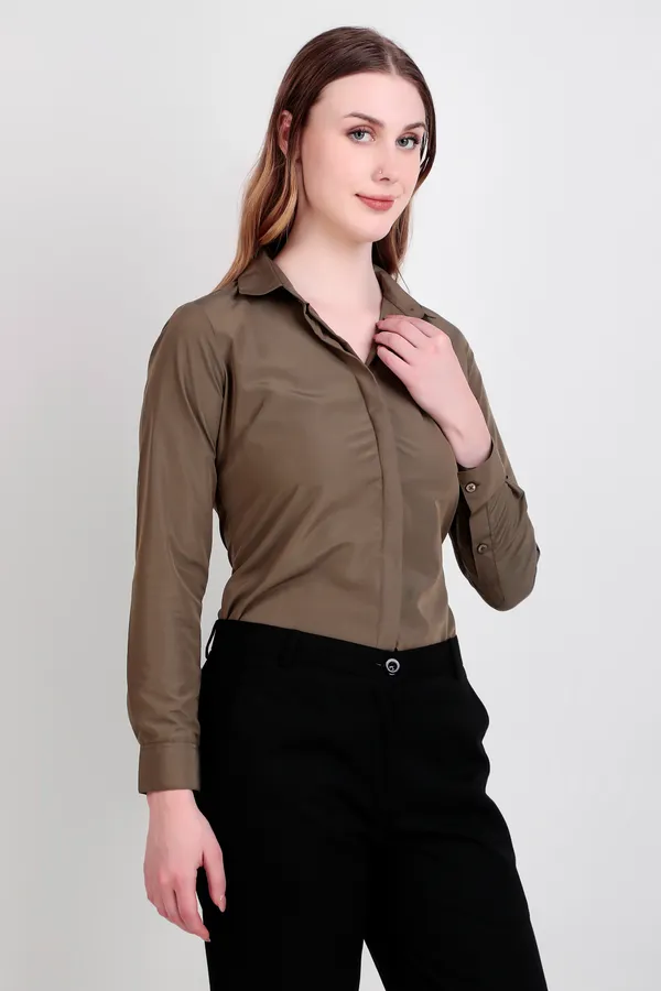 Olive_Brown_Regular_Fit_Solid_Spread_Collar_Full_Sleeve_Rich_Cotton_Shirt_For_Women