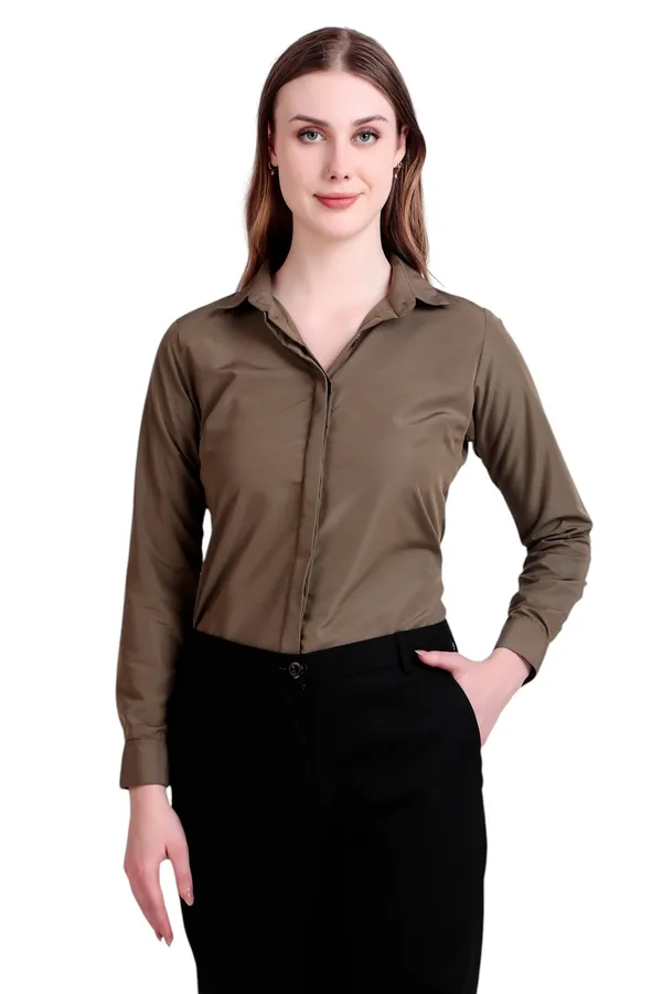 Olive_Brown_Regular_Fit_Solid_Spread_Collar_Full_Sleeve_Rich_Cotton_Shirt_For_Women