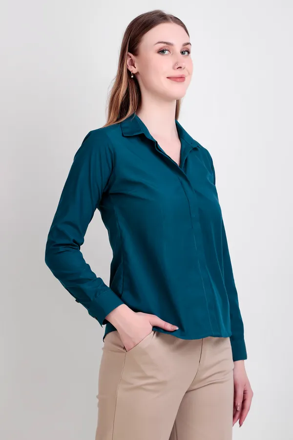 Teal_Blue_Regular_Fit_Solid_Spread_Collar_Full_Sleeve_Rich_Cotton_Shirt_For_Women