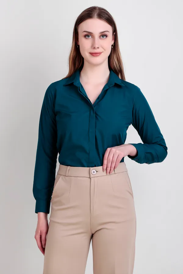 Teal_Blue_Regular_Fit_Solid_Spread_Collar_Full_Sleeve_Rich_Cotton_Shirt_For_Women