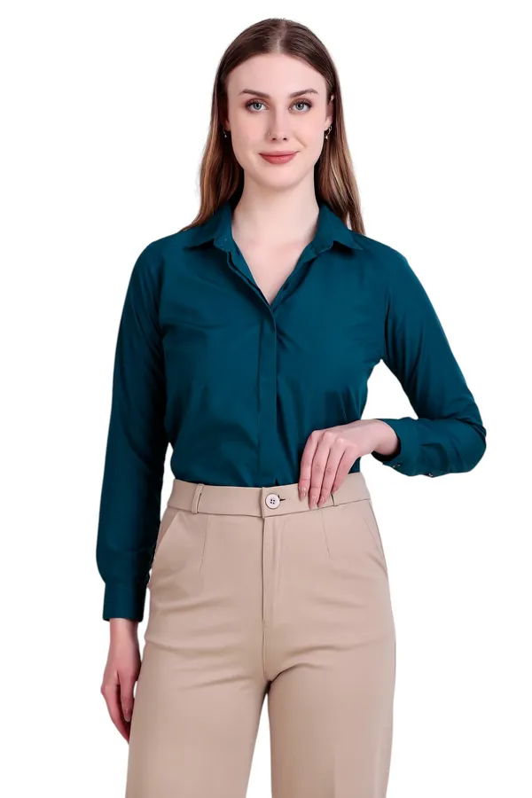 Teal_Blue_Regular_Fit_Solid_Spread_Collar_Full_Sleeve_Rich_Cotton_Shirt_For_Women