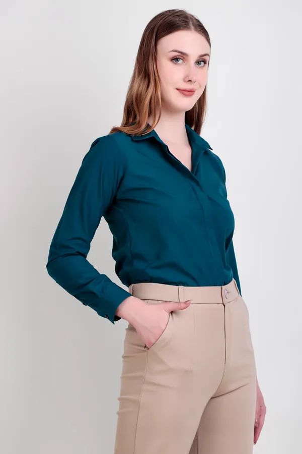 Teal_Blue_Regular_Fit_Solid_Spread_Collar_Full_Sleeve_Rich_Cotton_Shirt_For_Women