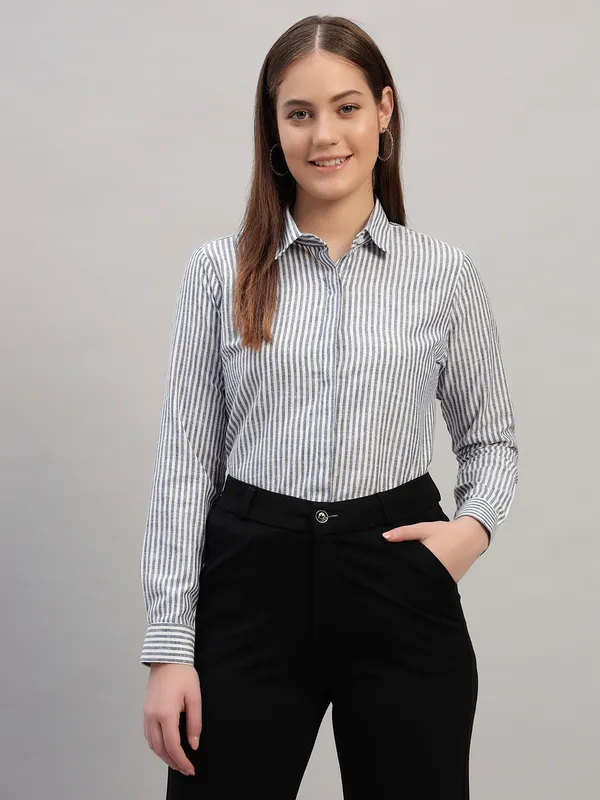 Blue_And_White_Regular_Fit_Solid_Spread_Collar_Full_Sleeve_Stripe_Cotton_Formal_Shirt_For_Women
