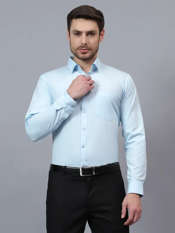 Sky_Blue_Slim_Fit_Solid_Spread_Collar_Full_Sleeve_Rich_Cotton_Formal_Shirt_For_Men