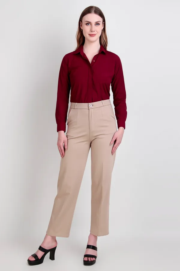 Maroon_Regular_Fit_Solid_Spread_Collar_Full_Sleeve_Rich_Cotton_Shirt_For_Women