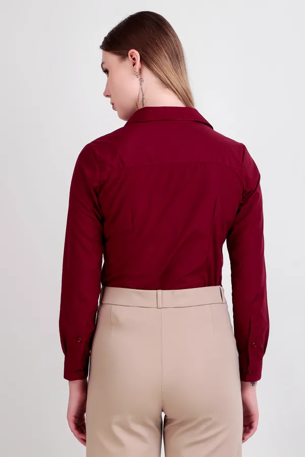 Maroon_Regular_Fit_Solid_Spread_Collar_Full_Sleeve_Rich_Cotton_Shirt_For_Women