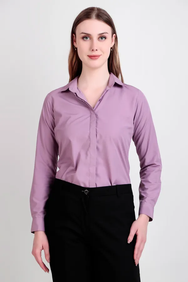 Lovender_Regular_Fit_Solid_Spread_Collar_Full_Sleeve_Rich_Cotton_Shirt_For_Women