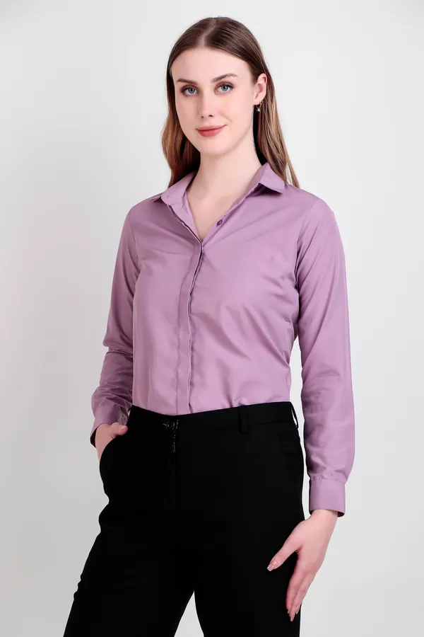 Lovender_Regular_Fit_Solid_Spread_Collar_Full_Sleeve_Rich_Cotton_Shirt_For_Women