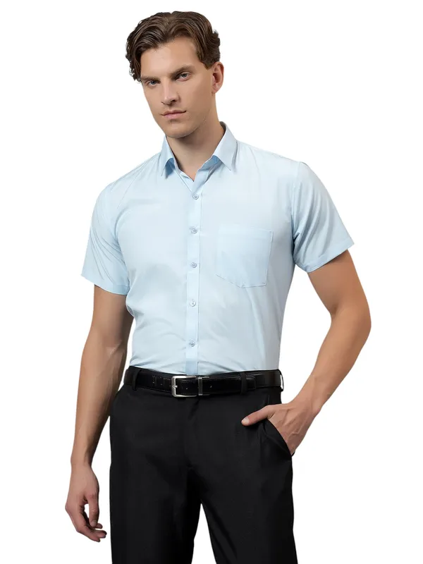 Sky_Blue_Slim_Fit_Solid_Spread_Collar_Half_Sleeve_Formal_Shirt_For_Men