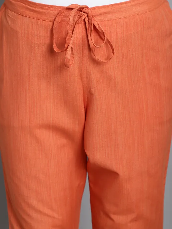 Orange_Solid_Sustainable_Cotton_Ankel_Length_Maternity_Trouser_For_Women