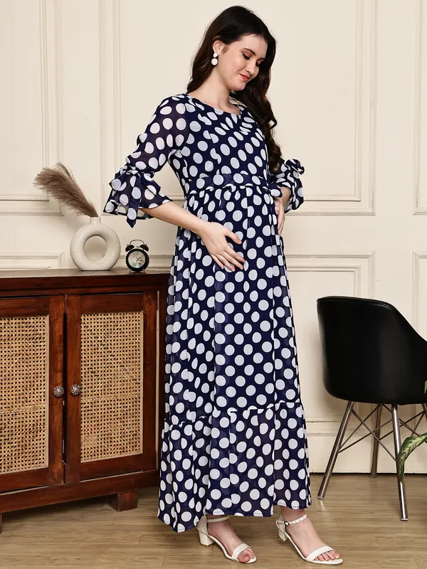 Navy_Blue_Premium_Georgette_Maternity_Dress_For_Women