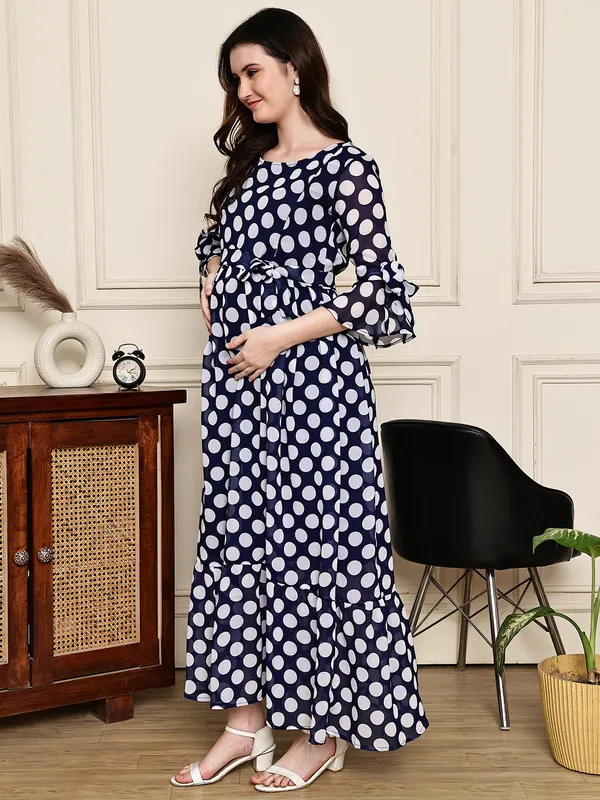 Navy_Blue_Premium_Georgette_Maternity_Dress_For_Women