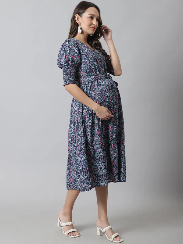 Maternity_Crepe_Floral_Midi_Dress_For_Women