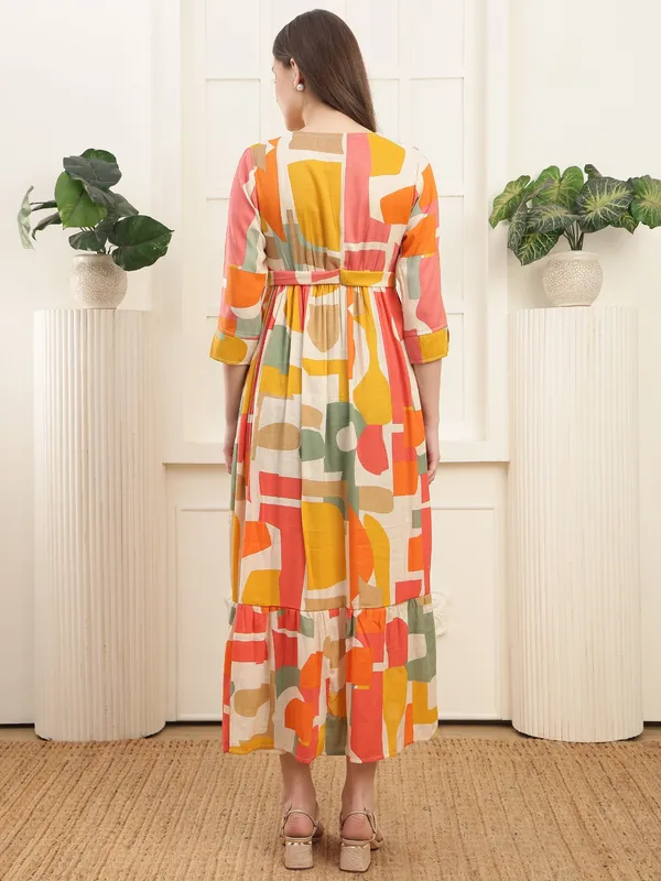 Moms_Maternity_Cotton_Graphic_Printed_Maternity_Maxi_Dress_|_Round_Neck_with_3/4_Sleeves_with_Feeding-Friendly_Design|_Everyday_Pregnancy_Wear