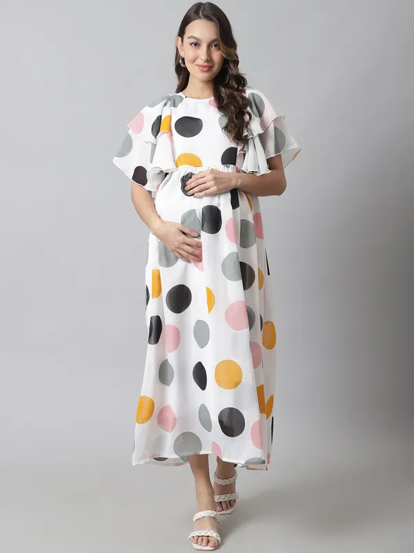 Maternity_Georgette_Polka_Print_Maxi_Dress_For_Women