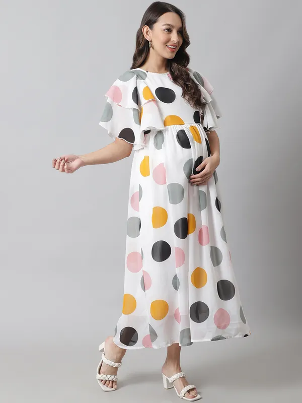Maternity_Georgette_Polka_Print_Maxi_Dress_For_Women
