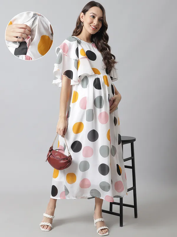 Maternity_Georgette_Polka_Print_Maxi_Dress_For_Women