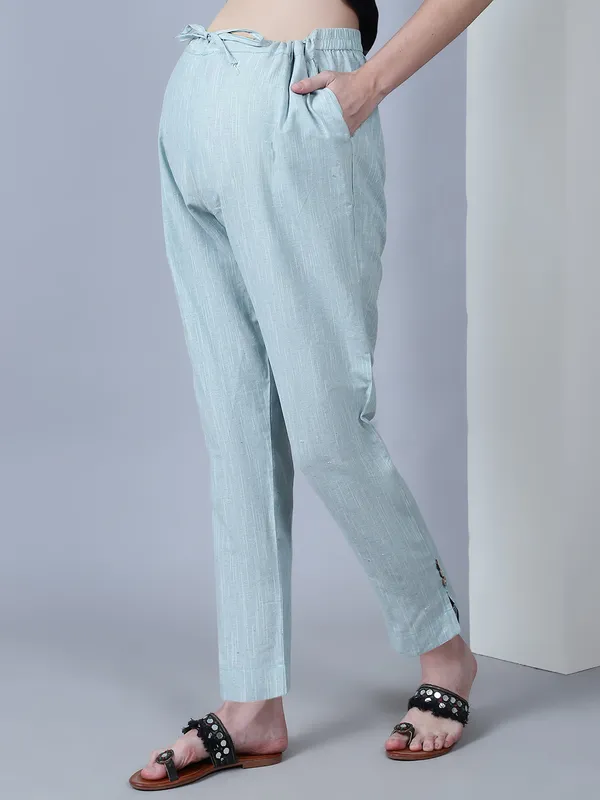 White_&_Red_Solid_Sea_Sustainable_Cotton_Ankel_Length_Maternity_Trouser_For_Women