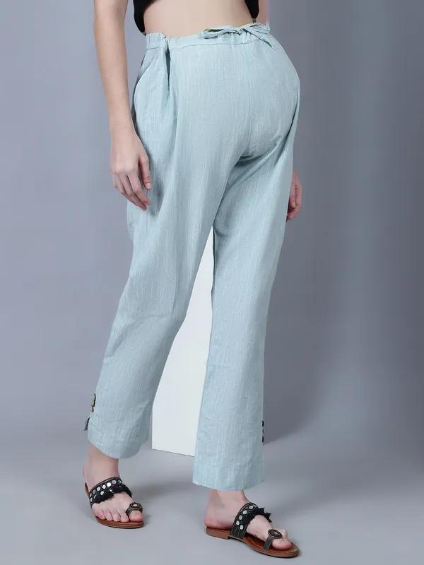 White_&_Red_Solid_Sea_Sustainable_Cotton_Ankel_Length_Maternity_Trouser_For_Women