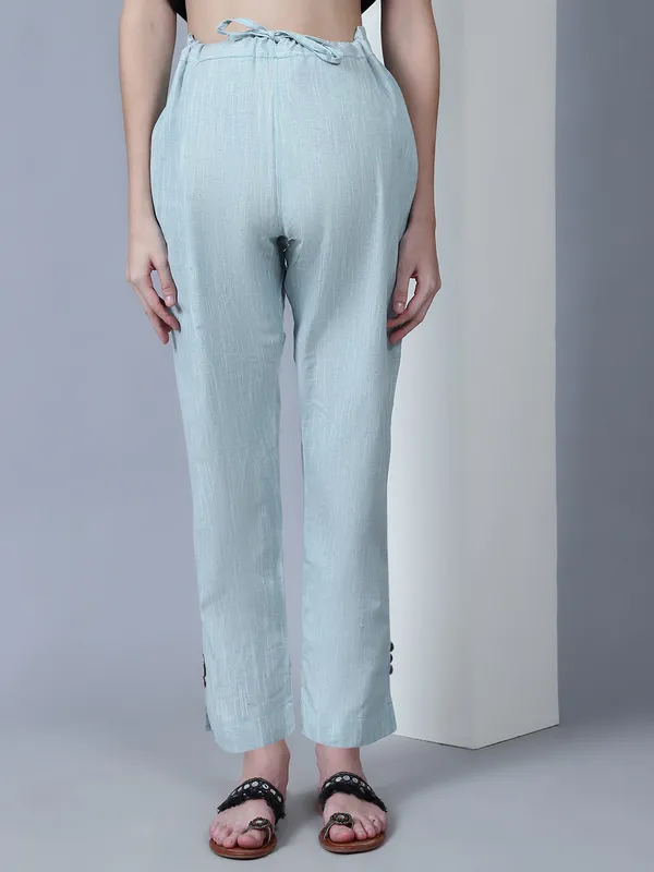 White_&_Red_Solid_Sea_Sustainable_Cotton_Ankel_Length_Maternity_Trouser_For_Women