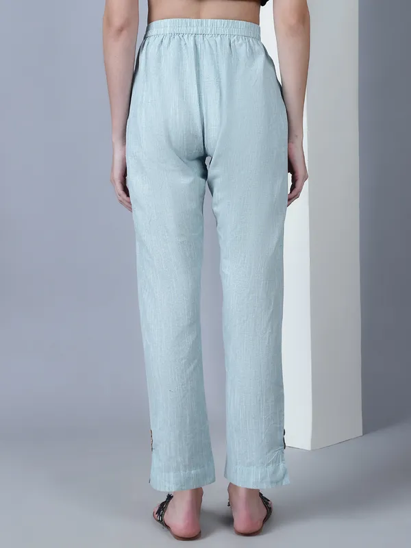 White_&_Red_Solid_Sea_Sustainable_Cotton_Ankel_Length_Maternity_Trouser_For_Women