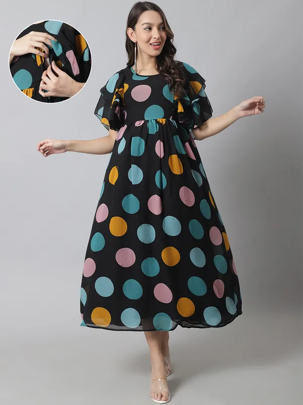 Maternity_Georgette_Polka_Print_Maxi_Dress_For_Women