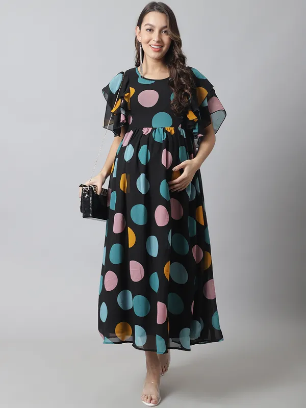 Maternity_Georgette_Polka_Print_Maxi_Dress_For_Women