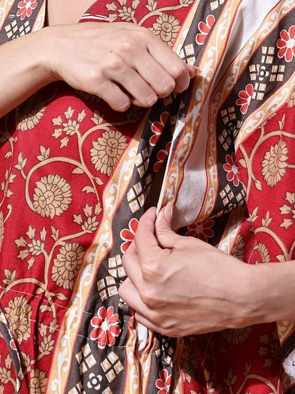 Floral_Print_Cotton_Maternity_Kaftan_Dress_For_Women