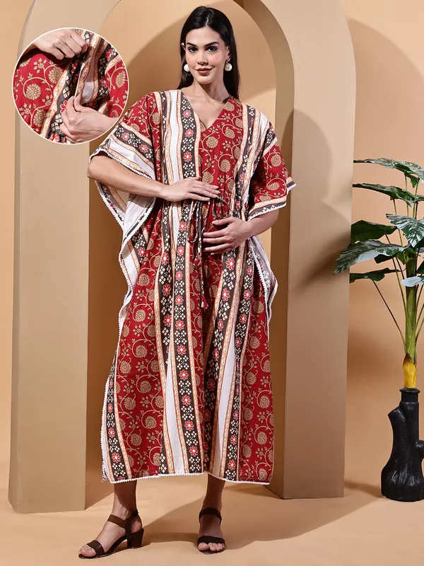 Floral_Print_Cotton_Maternity_Kaftan_Dress_For_Women