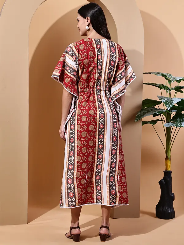 Floral_Print_Cotton_Maternity_Kaftan_Dress_For_Women