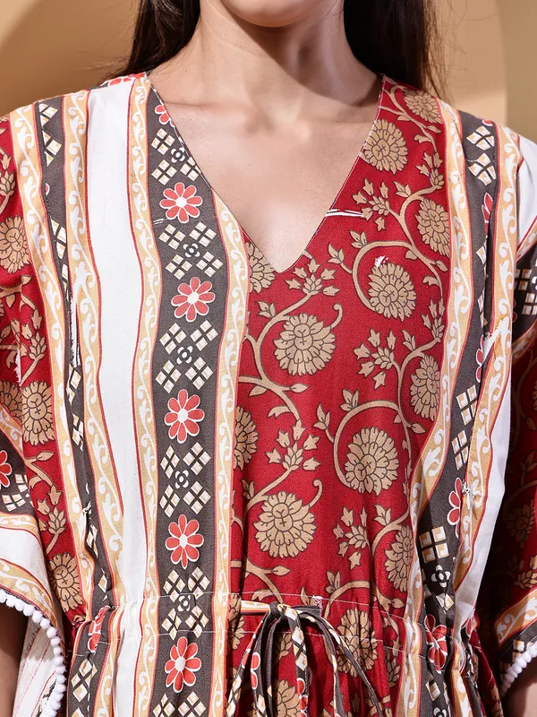 Floral_Print_Cotton_Maternity_Kaftan_Dress_For_Women