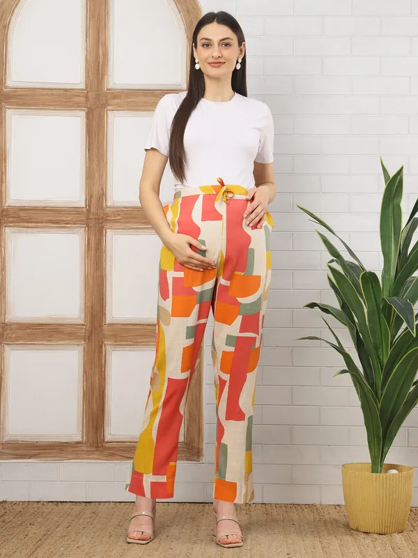 Moms_Maternity_Women's_Graphic_Print_Cotton_Musturd_Maternity_Trouser