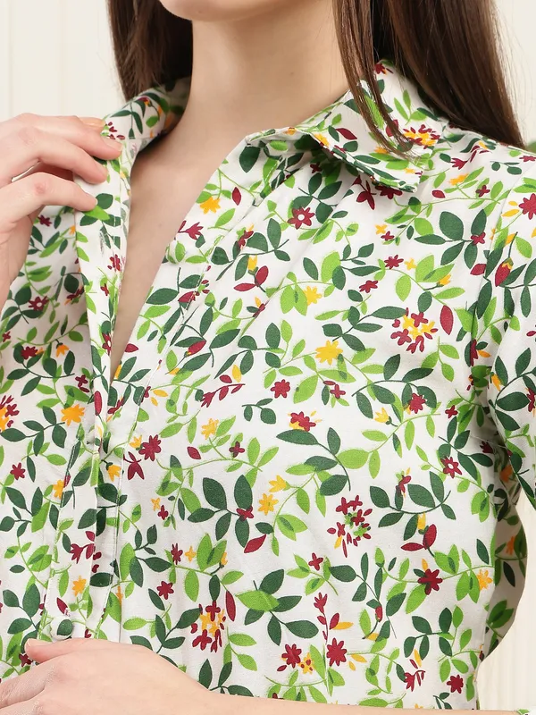 Floral_Printed_Cotton_Maternity_High-Low_Dress_|_Shirt_Collar_Neck_With_Feeding-Friendly_Design_|_Comfortable_Pregnancy_Wear_For_Women