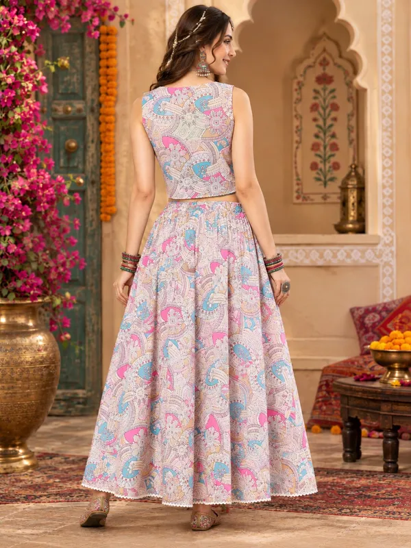 Moms_Maternity_Women's_Ethnic_Print_Pure_Cotton_V_Neck_Waistcoat_With_Skirt_Co-Ords