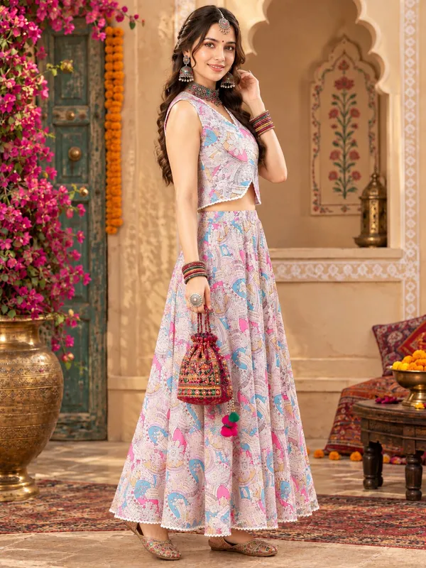 Moms_Maternity_Women's_Ethnic_Print_Pure_Cotton_V_Neck_Waistcoat_With_Skirt_Co-Ords