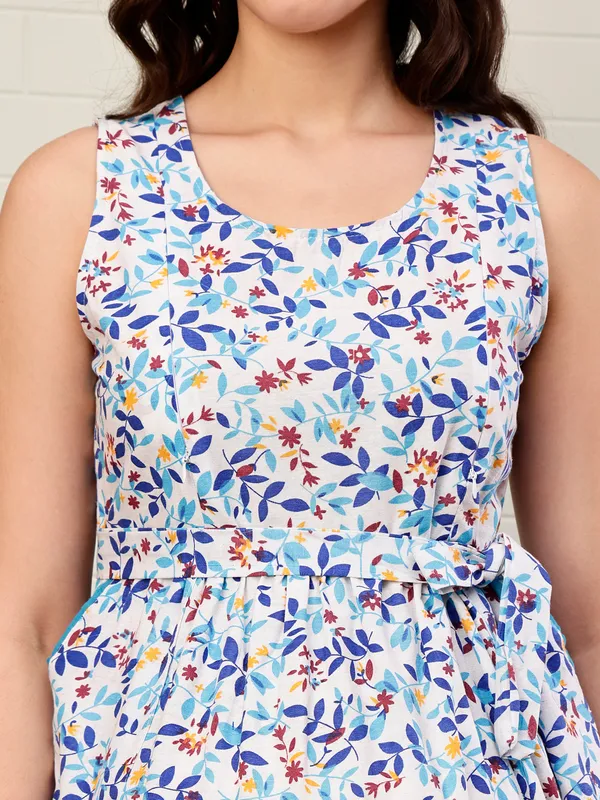 Moms_Maternity_Women's_Floral_Print_Pure_Cotton_Multi_Color_Midi_Dress