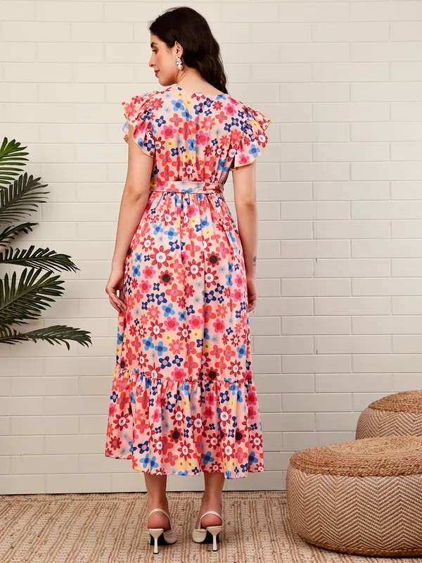 Moms_Maternity_Women's_Floral_Printed_Crepe_Peach_Color_Maxi_Dress