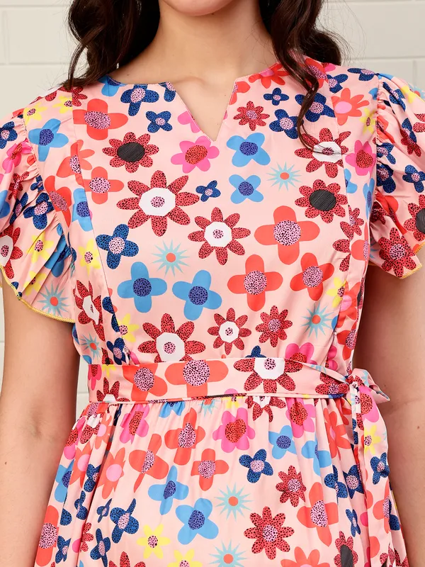 Moms_Maternity_Women's_Floral_Printed_Crepe_Peach_Color_Maxi_Dress