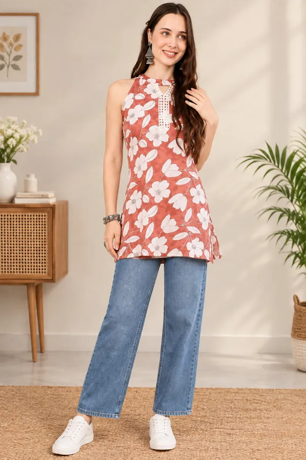 Moms_Maternity_Women's_Floral_Printed_Pure_Cotton_Tunic_Top