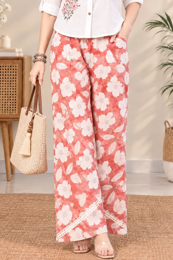 Moms_Maternity_Women's_Floral_Printed_Pure_Cotton_Wide_Leg_Trouser